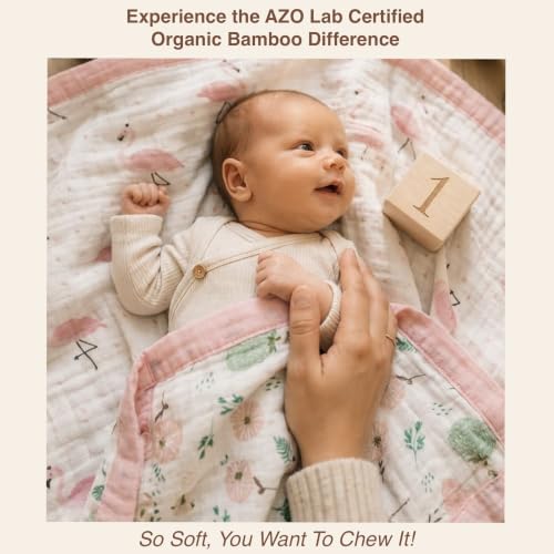 Image of DOTMOM Premium Bamboo 6 Layered Baby Blanket - Hypoallergenic, Antibacterial & Highly Breathable, Super Soft Receiving Wrapper for Newborn Girls & Boys, Baby Essential Bedding - 0 to 3 Years