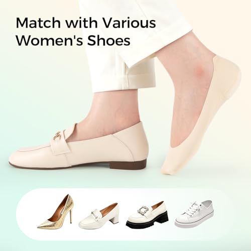 Image of Heatuff 7 Pairs No Show Socks Womens Cushioned Non Slip Low Cut Invisible Liner Footies Socks for Flats Loafers