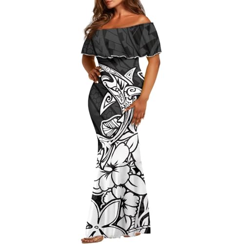 Image of Polynesian for Women S-7XL Off Shoulder Maxi Dress Hawaiian Summer Dresses
