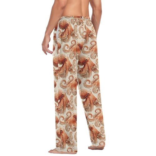 Aflyko Ocean Men's Pajama Pants Octopus Watercolor Vintage Pjs Sleepwear Bottoms3