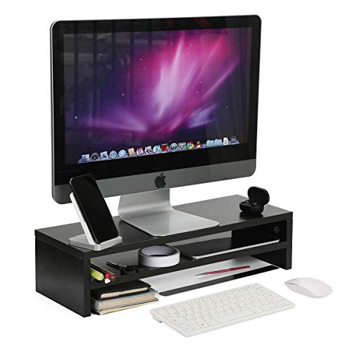 Preisvergleich Produktbild Schreibtisch-Monitorständer aus Holz, ergonomischer Laptopständer, Monitorhalterung für Computer, Drucker, Laptops