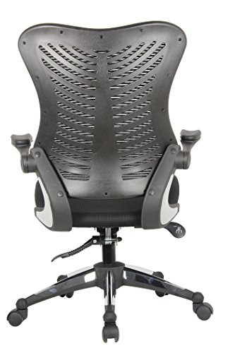 Office Factor Executive Ergonomic Office Chair Back Mesh On Seat And Back Flip-Up Arms Molded Seat With A 55Kg Foam Density Double Handle Mechanism (Black Mesh Fabric Seat) #TOP4