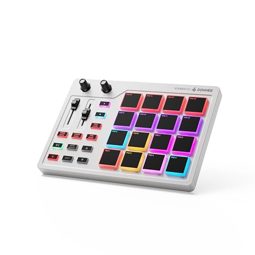 Donner MIDI Pad Beat Maker Machine Professional, Drum Machine with 16 Beat Pads, 2 Assignable Fader...
