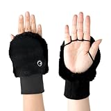 [§Ｓ∞Ｗ∞ｓｍａｒｔｗｉｄｅ] Colly's Golf 【右手用/片手のみ】 ゴルフ ハンドウォーマー ファー ボア 防寒 手甲 グローブ ふわふわ ソフトベロア裏地 メンズ レディース 兼用 フリーサイズ (ブラック)