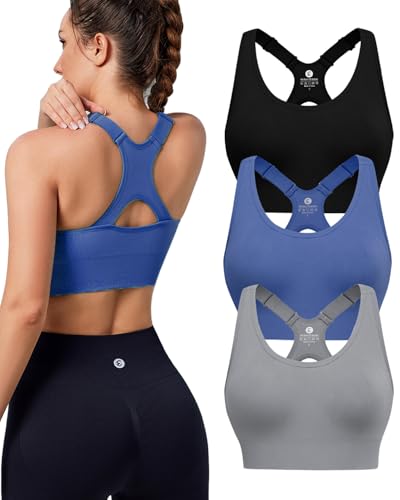 Image of Evercute High Impact Sports Bras for Women 3 /4 /5 Pack, Adjustable Straps Padded Supportive Seamless Racerback Running Bras