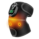 Knie Massagegerät Kabelloser, Kniewärmer Massage mit 3 Vibration & 6 Heizstufen & 3 Timer, Massage Heizkissen für Knie Schulter Ellenbogen, kniemassagegerät Geschenk für Vater Mutter - Schwarz