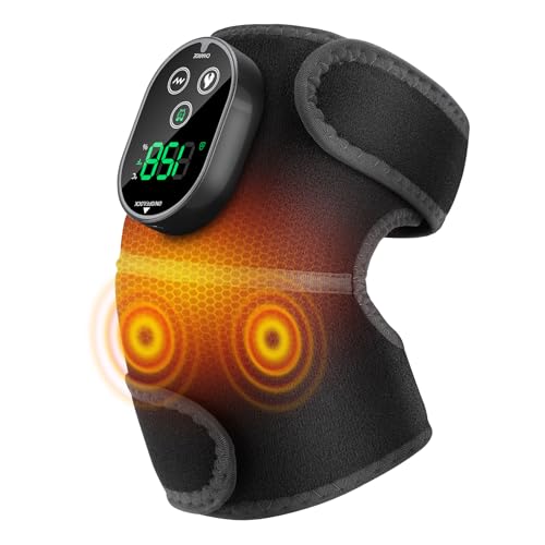 Knie Massagegerät Kabelloser mit 3 Vibration 6 Heizstufen 3 Timer Schwarz