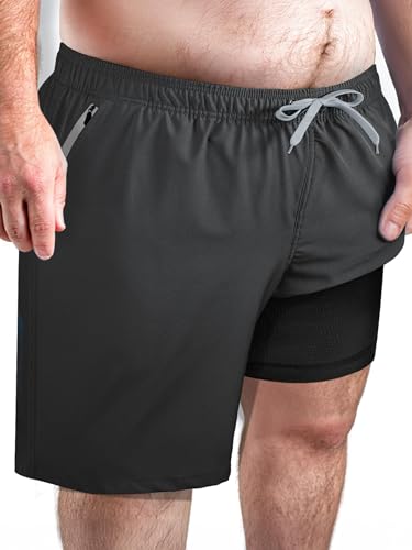 Arcweg Men's Big & Tall Swim Trunks - Quick Dry Board Shorts with Compression Liner & Zipper Pockets (2X-6X)
