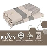 Ruvy Home Basics 2 Pack Turkish Beach Towels – Oversized Quick-Dry Bath Towels (40 x 72 Inches) – 100% Cotton Large Towels for Pool, Yoga, Travel, Camping Essentials, and Bathroom Decor - Light Grey - Image 3
