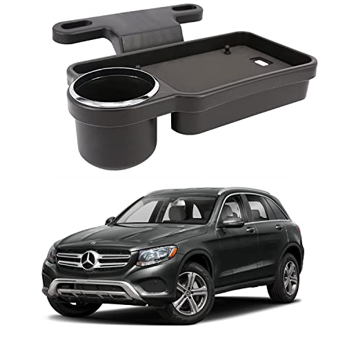 Image of Oshotto (FT-04) Foldable Car Auto Headrest Rear Back Seat Table Drink Food Cup Tray Holder Compatible with Mercedes Benz Glc - Black