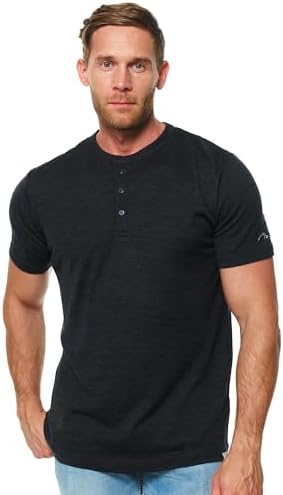 Merino.tech 100% Merino Wolle Tshirt Herren - Merino Shirt Herren Kurzarm | Schnelltrocknend, Atmungsaktive Merinowolle Funktionsshirt Herren, Rundhals, Henley, V-Ausschnitt, für S