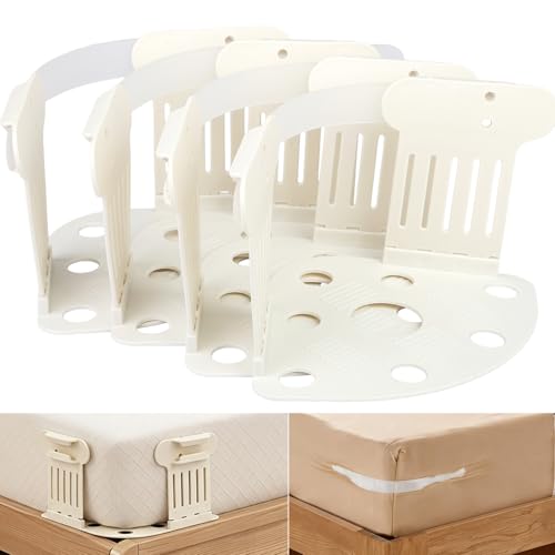 SUNRIZ Bettlaken Halter, 4 Stück Bettlakenspanner mit Verschlussstreifen, Matratzenhalter Gegen