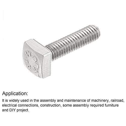 Image of uxcell Square Head Bolt, 10pcs M4x16mm Fully Thread 304 Stainless Steel Grade C Square Machine Screws