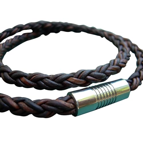 Urban Survival Gear USA Handmade Double Wrap Leather Bracelet with Stainless Steel Magnetic Clasp - Genuine Leather Bracelet for Men - Available sizes: 6,6.5,7,7.5,8 inches or Custom