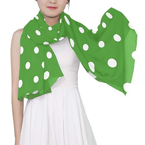 Alaza Fashion Scarves Women Green White Polka Dot Ornament Shawl Wrap Long Chiffon Scarf For Outdoor #TOP2