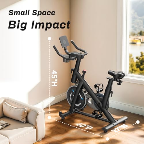 MERACH Exercise Bike for Home with Exclusive App, Stationary Bike with LCD Monitor, Silent Belt Drive and Comfortable Seat Cushion for Home Cardio Workout