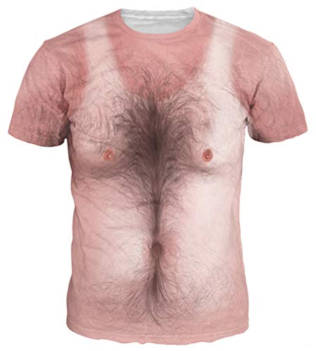 Ocean Plus Homme Multicolore T-Shirt de Sport Amusement Imprimé Animal Col Rond Manches Courtes Femme Tee Shirt Unisexe Hauts (XXL/175-180, Les Poils du Torse) Cover