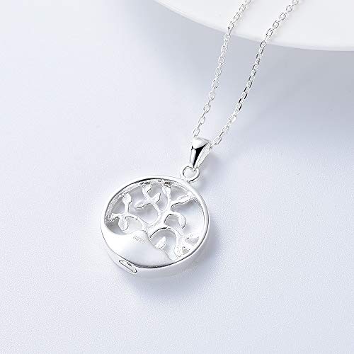 Cremation Jewelry Tree of Life Keepsake Urn Pendant for Ashes Necklace Memorial Locket Ashes Holder Jewelry for Women Men (Sterling Silver) - Thumbnail 3