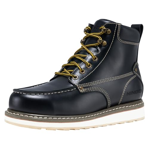 HISEA NINGO Work Boots for Men Steel/Soft Toe Boots, 6 Waterproof Slip Resistant Industrial & Construction Work Boots, Composite Toe Working Boots