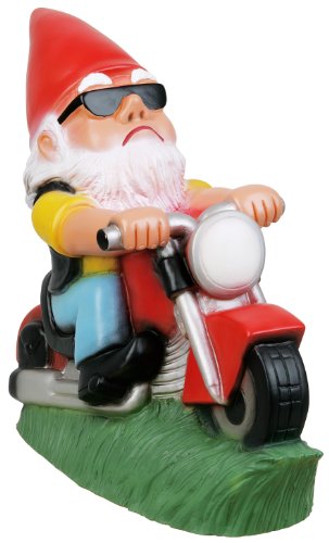 Sparfroh Gartenzwerg Biker, Motorrad Zwerg, Cooler Rocker 32cm