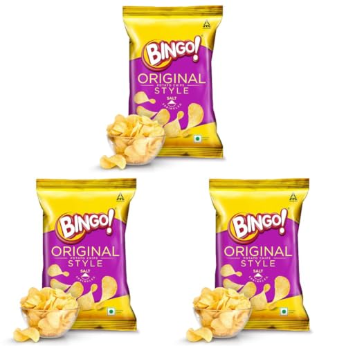 Image of Bingo Original Style Salt Sprinkled - Flat Cut Salted Potato Chips Pack For Snacks - 85 /90 Grams(weight may vary) (Pack of 3)