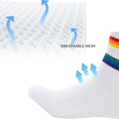 7-Mi Men's Athletic Socks Cotton Crew Mid Calf Socks Lightweight Casual Breathable Women's Sock 3 Pairs2