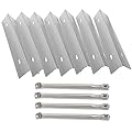 MixRBBQ Stainless Steel 7-Pack Heat Plates and 4-Pack Burner BBQ Replacement Part Kit for Prestige 500 and Napoleon Grill Rogue Series