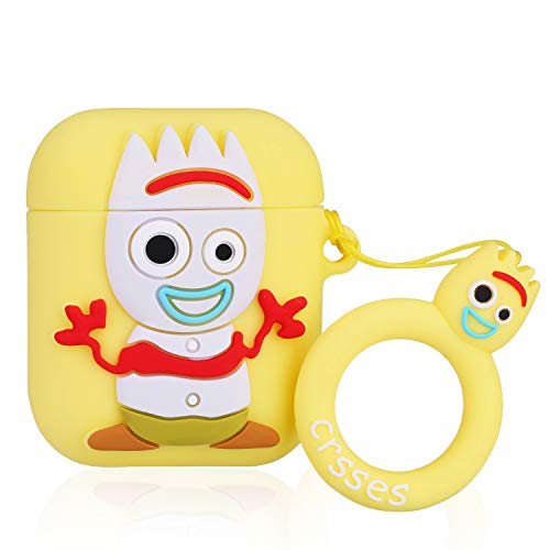 Joyleop 3D Yellow Fork Case Compatible with Airpods 1/2,Cute Fun Cartoon Funny Kids