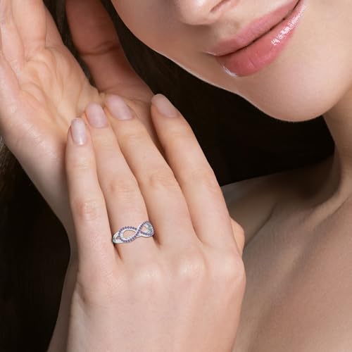 Natural Gemstone Infinity Promise Rings for Women in Silver/18K Yellow/Rose Gold Vermeil, Birthstone Jewelry Gifts for Her Birthday, Wedding Anniversary, Graduation, Christmas, Mothers Day, Valentines2