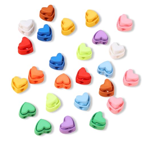 fKiZanthene 40 Stück Kordelstopper Herzform für DIY Basteln 10 Farben Verstellbare Kunststoff Clips für Gummibänder und elastische Schnüre Perfekt für Taschen Kleidung und Accessoires