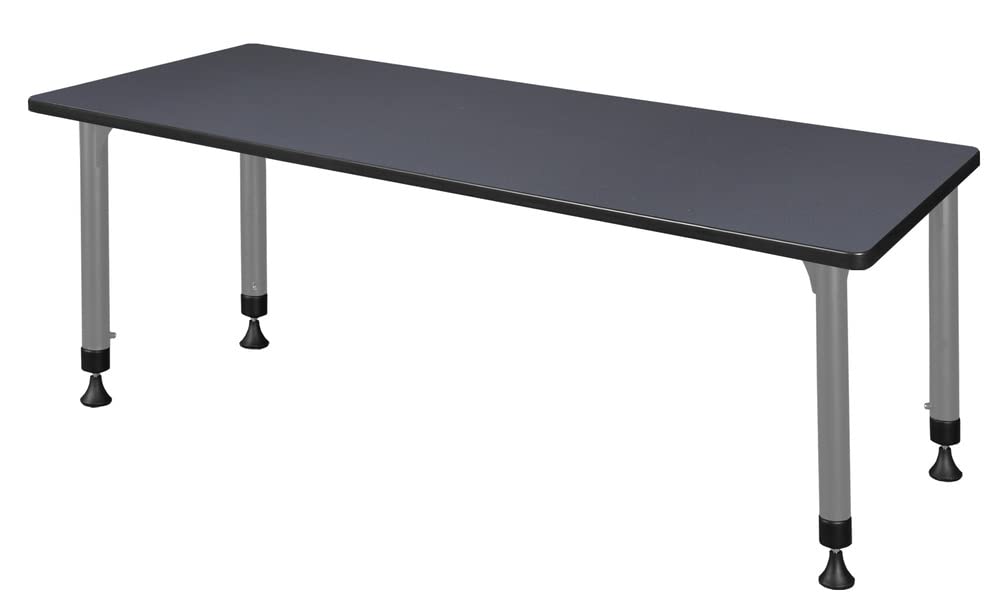 Romig Kee Classroom Activity Table & Chair Kit 7, 66 x 30, Chrome|Grey|Navy Blue