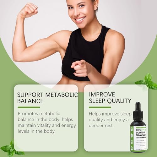 100% Pure Organic Soursop Extract, Soursop Bitters Liquid Drops, Soursop Graviola Liquid Drop Immune Boost, Relax, Liver and Sleep, Sugar/Gluten Free, Natural Flavor