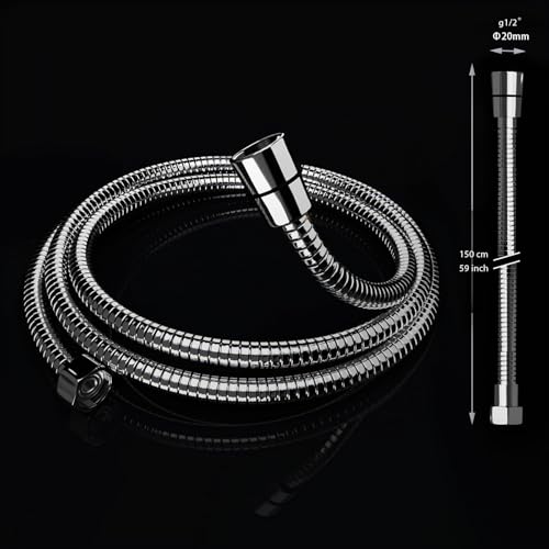 Duschschlauch 1,5 m – VYRNEXA Brauseschlauch aus Edelstahl, verdreh- & knicksicher, auslaufsicher, Universal G1/2 Zoll, verchromt/silberfarben (150, Zentimeter)
