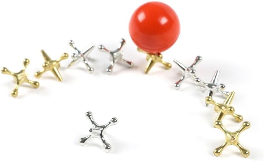 Metal Jacks and Ball Game Desktop Prop, Classic Traditional Table Games, Play Board Game Balls Gifts