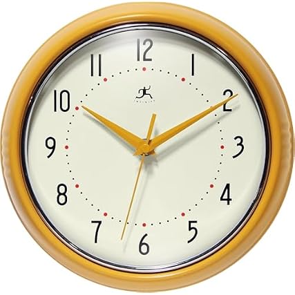Infinity Instruments LTD. Retro 9 inch Silent Sweep Non Ticking Mid Century Modern Kitchen Diner