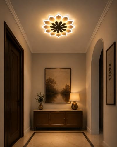 Image of FILLISKA Aluminium Luxurious 3 in 1 Led Ceiling /Wall Chandelier Light with 3 Step Colour Changing Function (Acrylic White Round-668 /2)