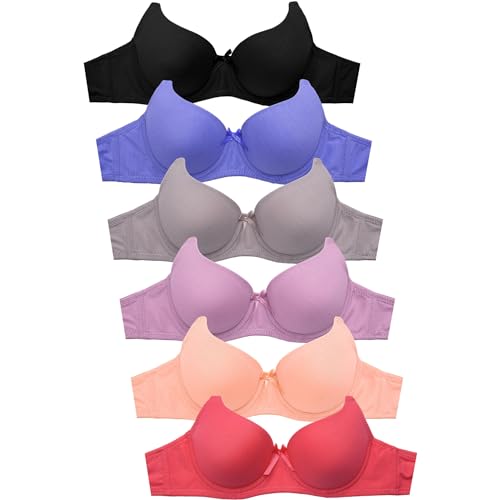 Image of Mamia Women's Basic Plain Bras, Pack of 6