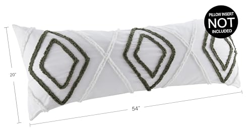 Image of Sweet Jojo Designs Body Pillow Cover (Cotton Boho Arrow) Decorative Accent Couch Long Pillowcase for Couch, Bed & Pregnancy 54in.x20in. (Green & Ivory, Modern Farmhouse, Shabby Chic, Designer, Arrows)