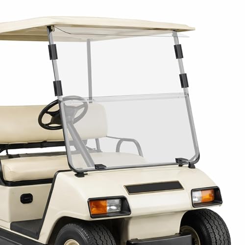 ECOTRIC Front Windshield Compatible with 1982-2000.5 Club Car DS Folding Windshield Golf Car Clear