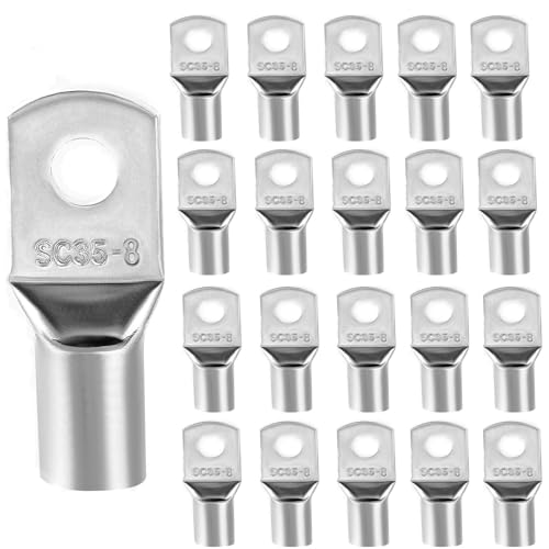 Terminales eléctricos con ojal SC35-8, 20 terminales eléctricos de crimpar, conectores Faston para conexiones seguras
