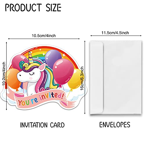 Zbbfscsb 15 Pack Rainbow Unicorn Shape Filler Invitations With Envelopes, Unicorn Birthday Party Invitations For Girls, Magic Journey Themed Party Invitations, Balloon Unicorn Party #TOP2