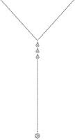 Vista 7 de Metzakka Handmade Sterling Silver Lariat Necklace, Simulated Diamond Dainty Drop Y Chain Necklace for Women Gold with Gift Box