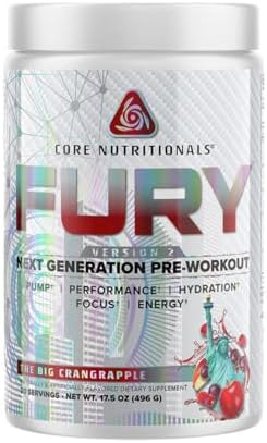 Core Nutritionals Fury V2: Pre-Workout Powder to Maximize Performance in The Gym W/Zum-XR® Caffeine, L-CItruline, and Alpha GPC (40 Scoops) (The Big Crangrapple)