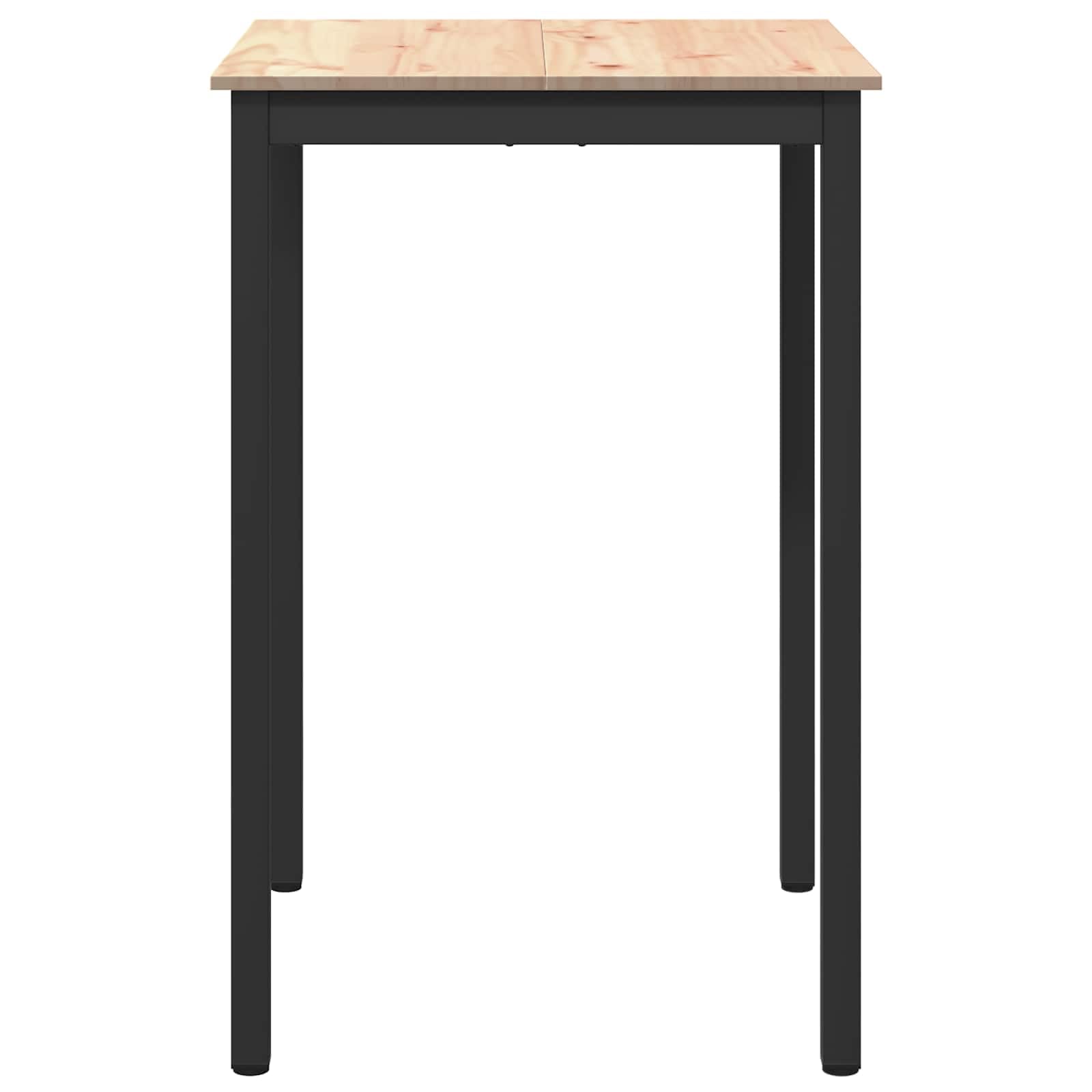 Mesa de bar natural 70 x 70 x 105 cm de madera maciza de pino, patas de metal con barra en forma de H, para cocina y comedor, 80 kg, moderna, ahorra espacio, estilo industrial