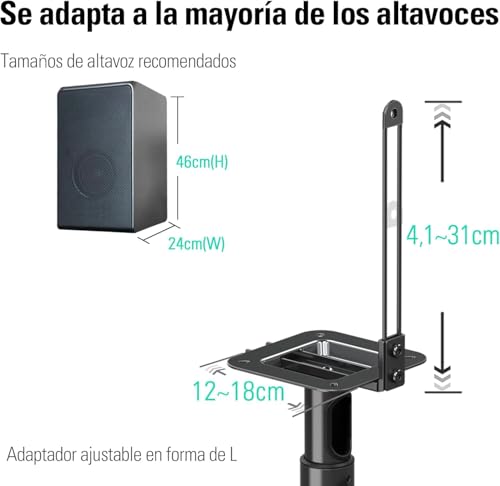 Miniatura 3 de Mounting Dream Soporte De Altavoz Regulable Para Satélites De Hasta 5 Kg, Juego De 2 Soportes De Suelo