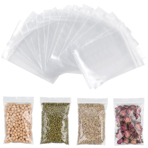 AiQInu Sachet Plastique Transparent 8 x 12 cm, Lot de 100 Sachet Zip Pochon Plastique, Sachets Plastiques Refermables pour Bijouterie, Confiserie, Composants Électroniques