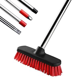 GeeRo Floor Scrub Brush with Adjustable Stainless Steel Long Handle - 47