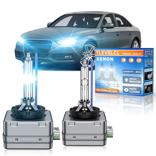 TLEVELCL Fit for Audi 2010-2016 A3 A4 Quattro 2008-2016 A5 2012-2015 A7 A8 Quattro D3S HID Xenon Headlight Bulbs, Upgraded 35W High Low Beam Bi-Xenon Light Bulb Replace, 8000K White Blue, Pack of 2