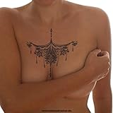 1 x Oriental Tattoo - Blumen Federn Muster in schwarz - Temporary Haut Tattoo (1)