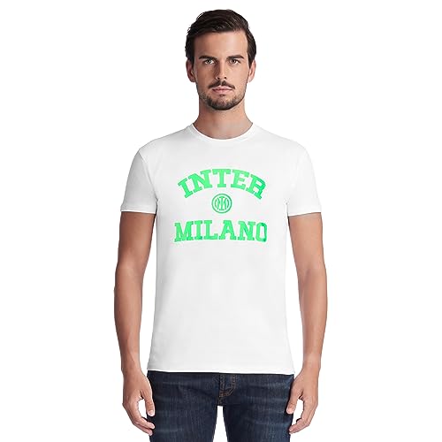 T-Shirt Inter Blanc Regular pour Adulte Coupe Mixte en Pur Coton